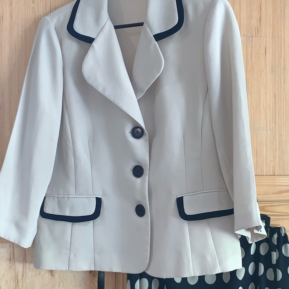 Studio one polkadot dressy Career skirt suit blazer set size 16 - Picture 2 of 5